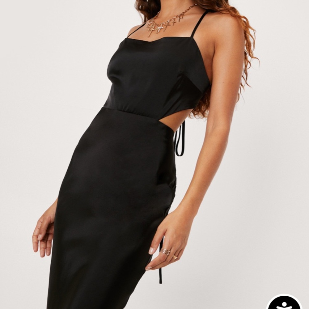 Satin Open Back Midi Dress